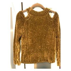 Express cold shoulder chenille sweater